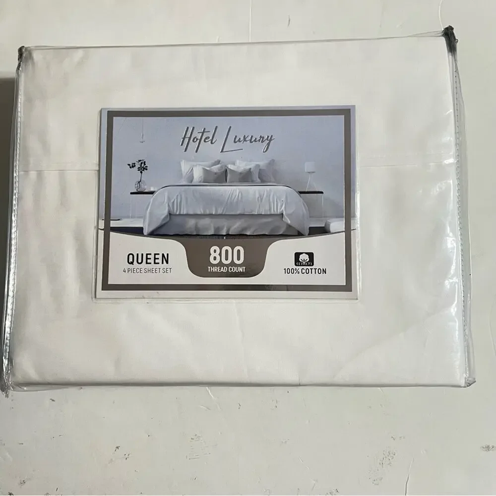 Hotel Luxury White Queen 4 Piece Sheet Set